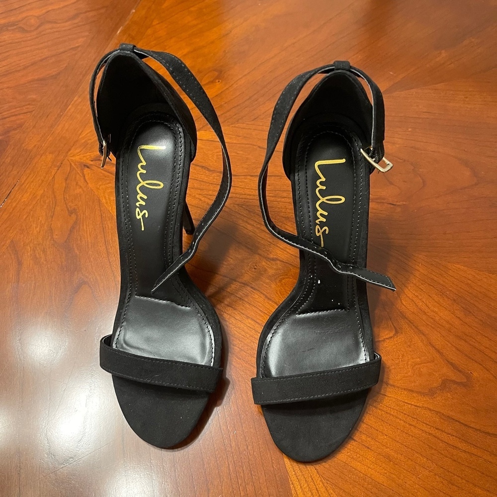 Lulus Women's Ankle Strap Heels Sandals Black Party Elegant Classic Size 7.5 - Picture 6 of 8